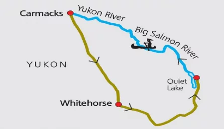 Reiseverlauf - Big Salmon River Kanutour