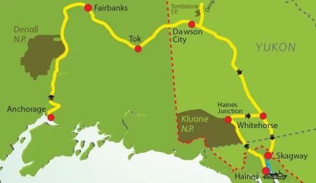 Reiseverlauf Traumstrassen in Alaska und Yukon